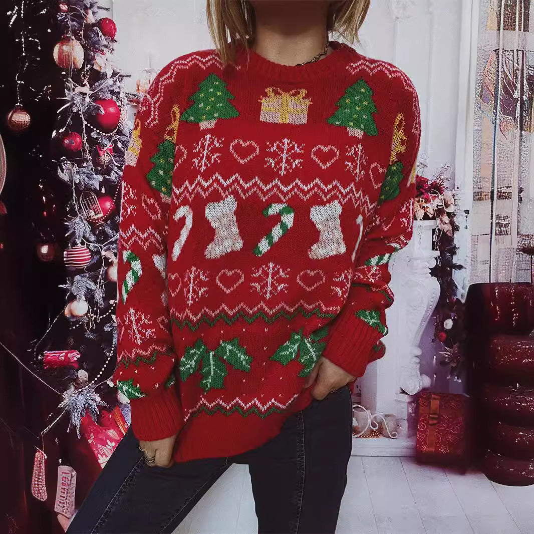 Damen Weihnachts-Pullover mit festlichem Weihnachtsdesign EB