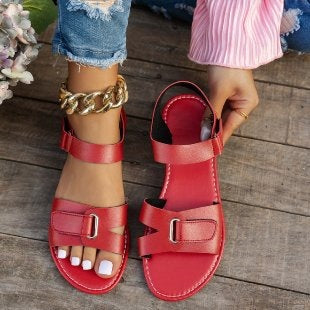 Damen bequeme Riemchen-Sandalen mit modischem Schnallen-Design EB