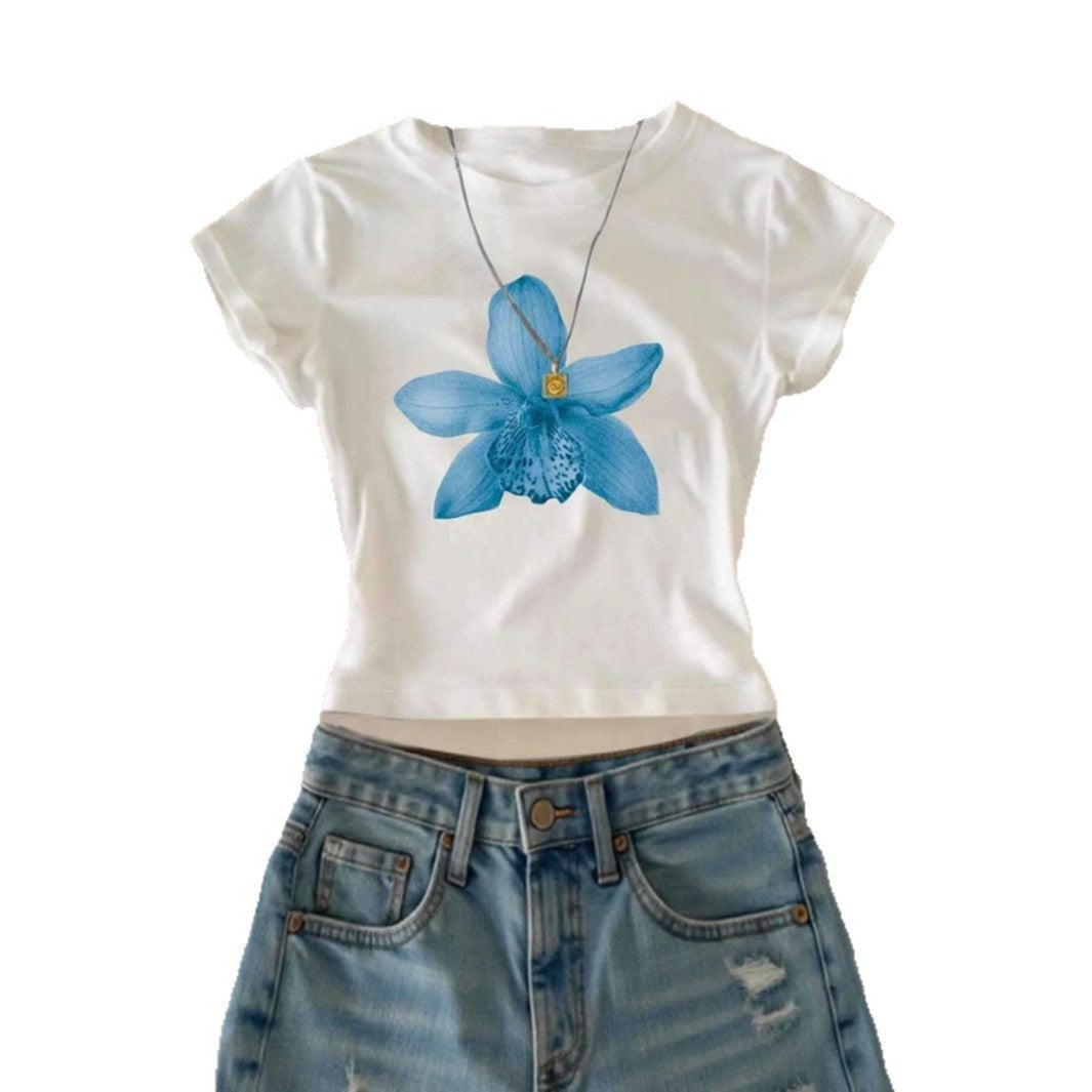 Damen Crop-T-Shirt mit floralem Druck und lässigem Schnitt EB