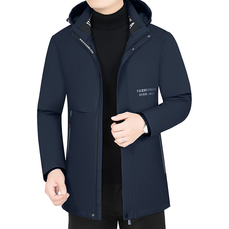 Herren Moderner Urbaner Parka mit fester Kapuze, nahtverdeckten Reißverschlüssen und leichtem Thermofutter EB