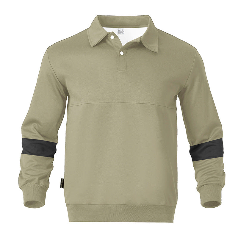 Herren sportlicher Langarm-Polo mit modernem Design und Kontrastärmel EB