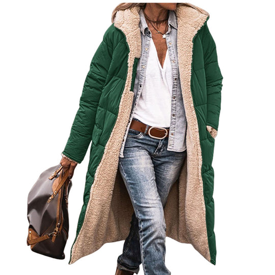 Damen lange, gefütterte Winterjacke mit Fleece-Futter EB