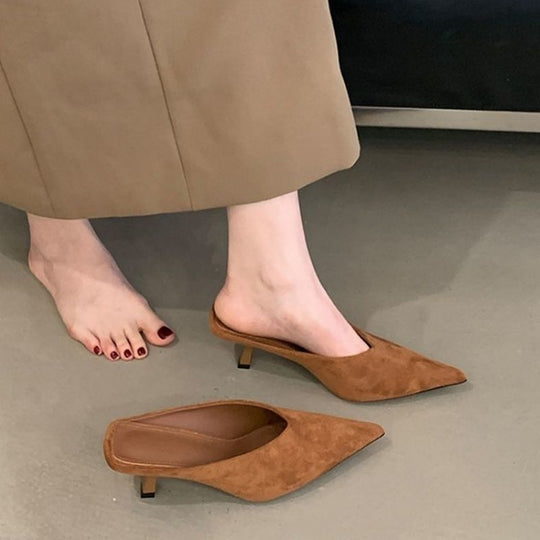 Damen elegante Slingback Mules mit spitzem Design EB