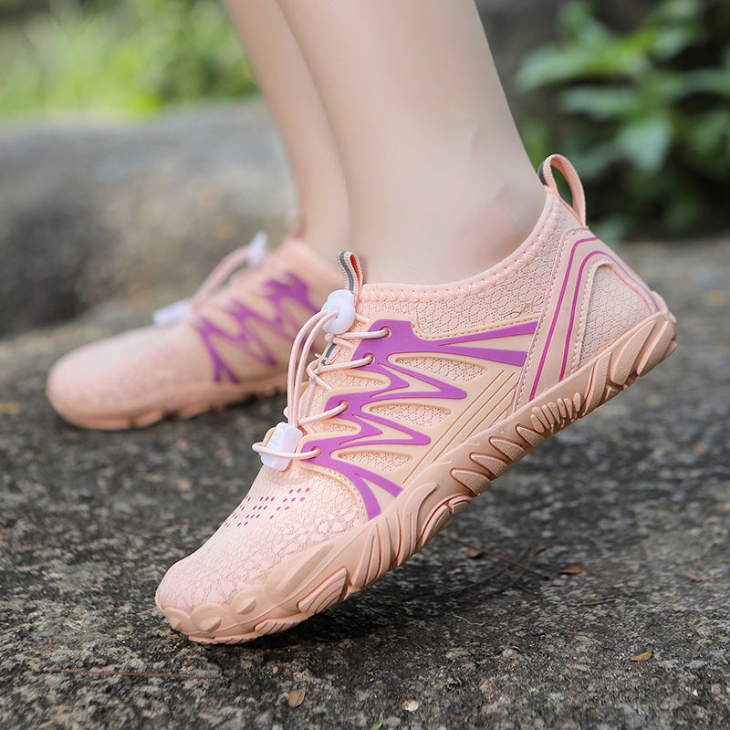 Damen leichte Wasserschuhe mit schnelltrocknendem Strickoberteil, elastischem Zugverschluss und rutschfester Profilsohle EB
