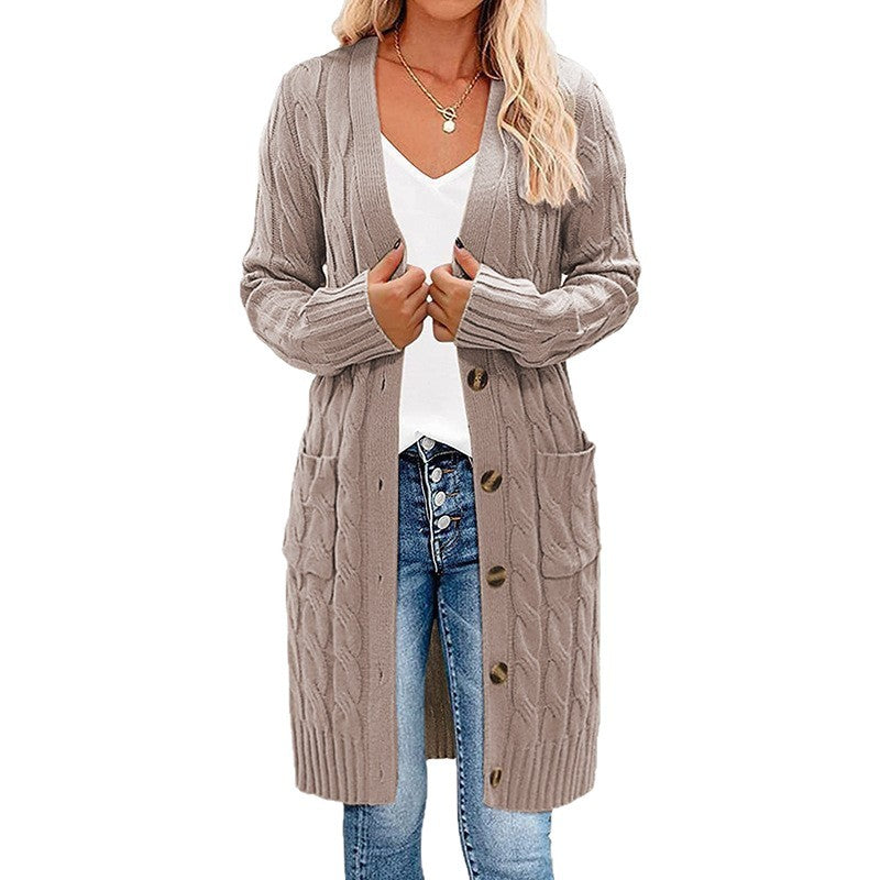 Damen Strickjacke mit tiefem V-Ausschnitt und praktischen Taschen EB
