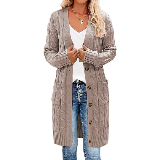 Damen Strickjacke mit tiefem V-Ausschnitt und praktischen Taschen EB