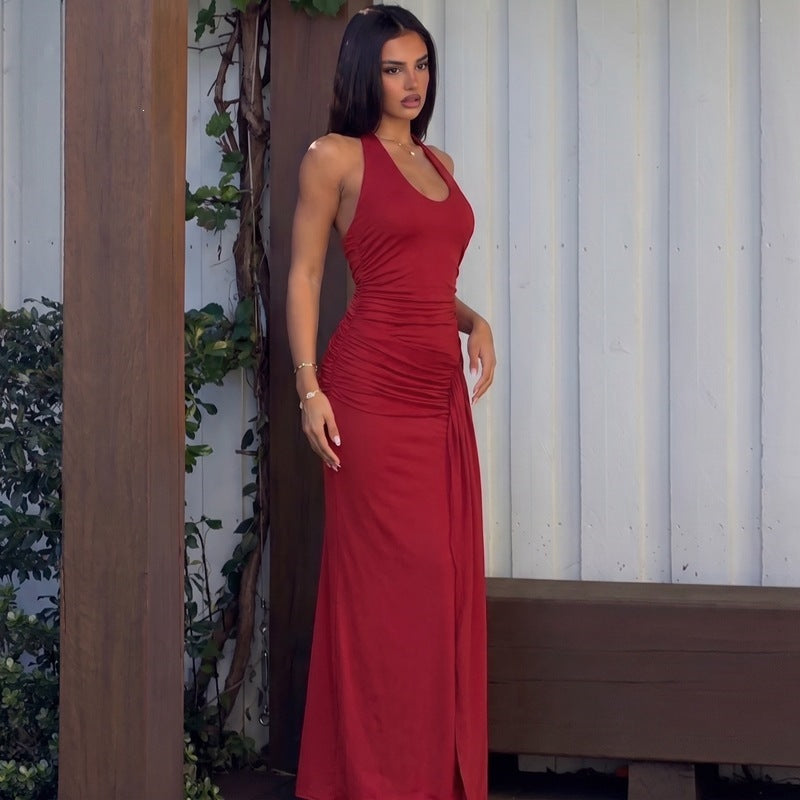 Damen Figurbetontes Maxikleid mit elegantem Raffungselement EB