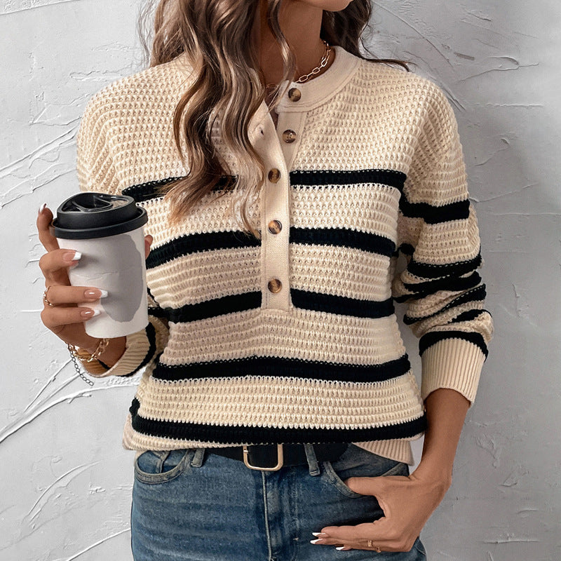 Damen Strickpullover mit Knopfleiste EB