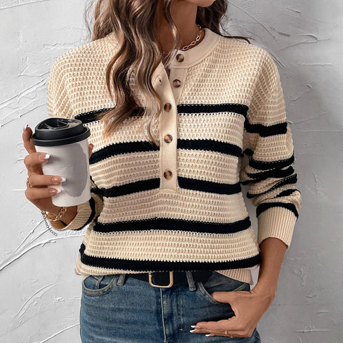 Damen Strickpullover mit Knopfleiste EB