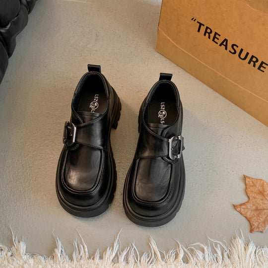 Damen modische Plateau Loafers mit dekorativem Schnallen-Detail EB
