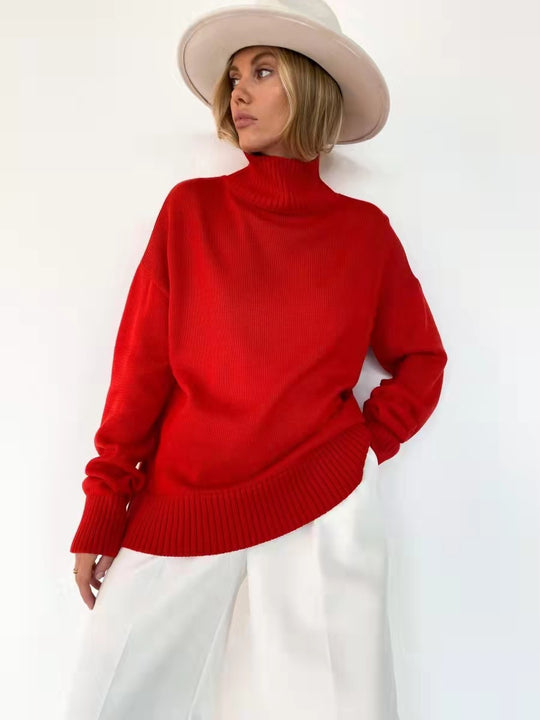 Damen eleganter Rollkragenpullover aus feinem Strick EB