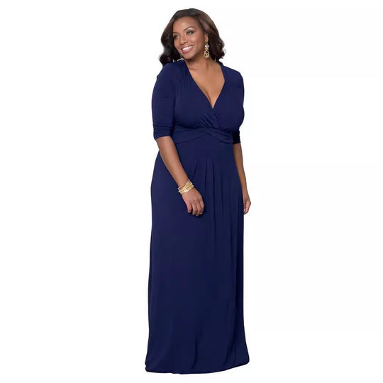 Damen elegantes Maxikleid mit Wickeldetail EB