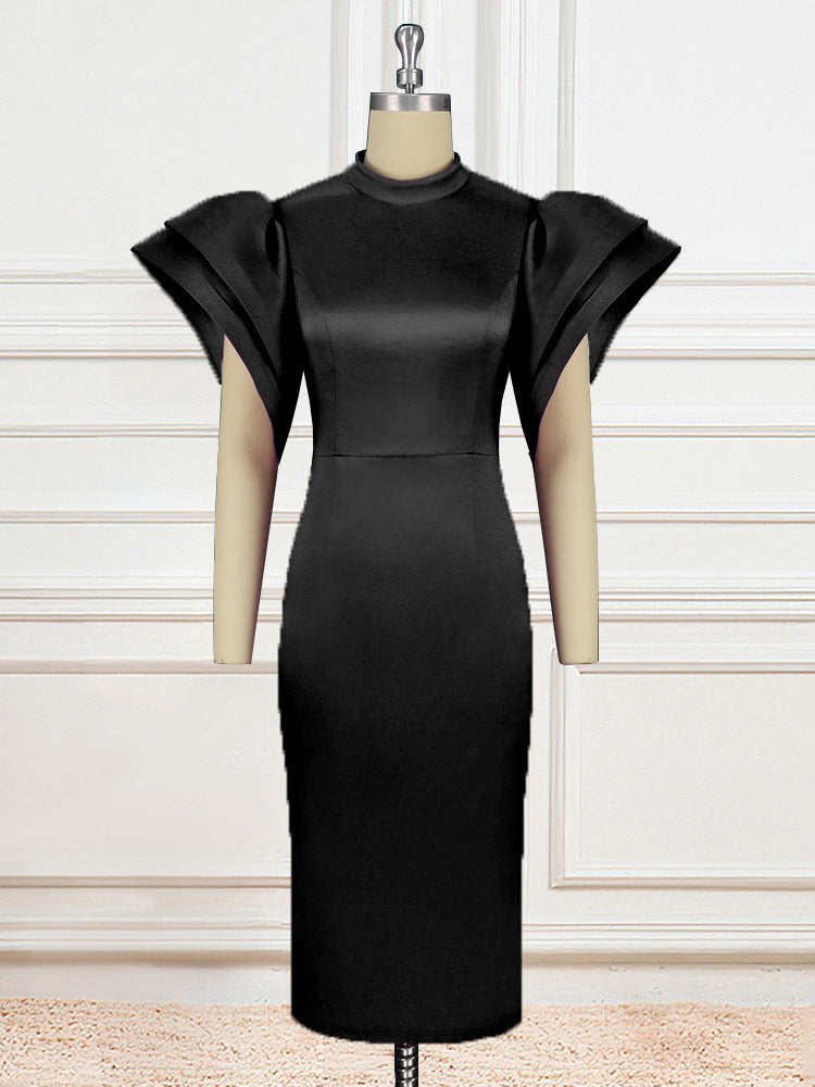 Damen Figurbetontes Kleid mit voluminösen Puffärmeln EB