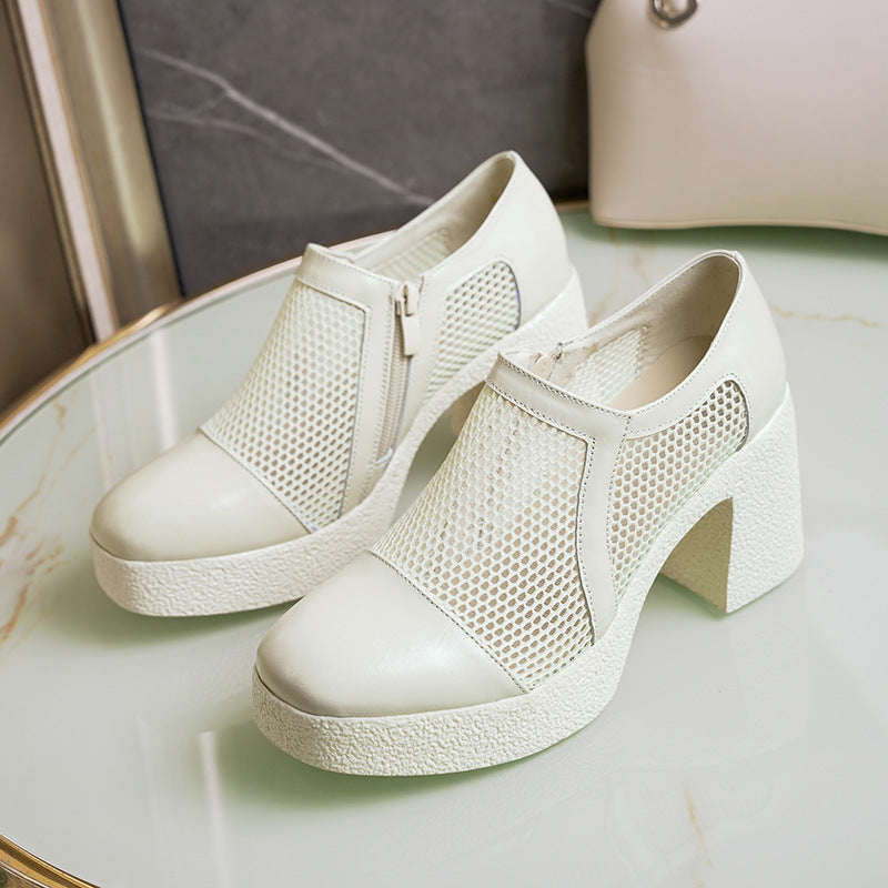 Damen Plateau-Stiefeletten mit Netzstruktur EB