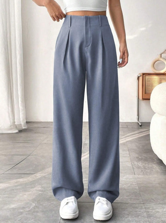 Damen Elegante Bundfaltenhose mit weitem Schnitt EB