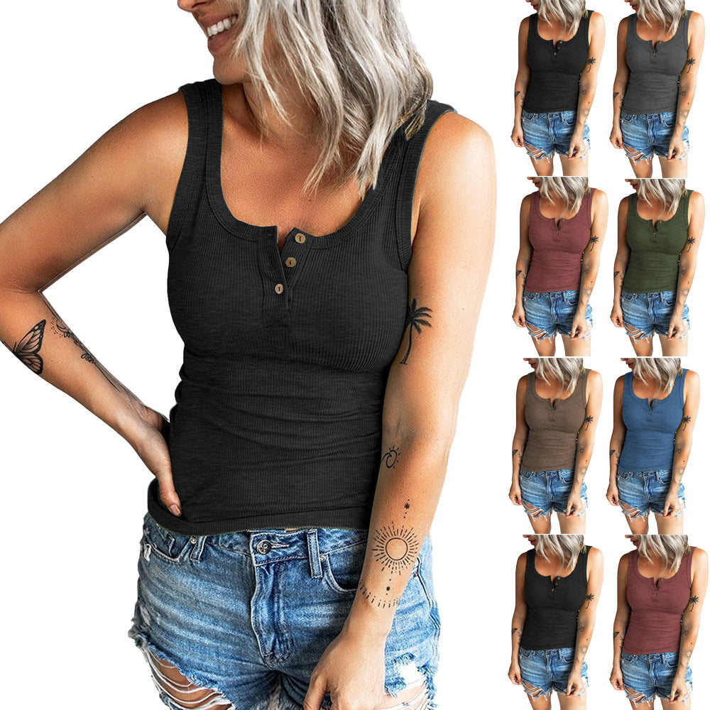 Damen komfortables Trägershirt mit Knopfdetails EB