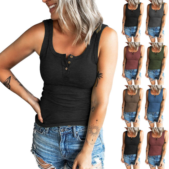 Damen komfortables Trägershirt mit Knopfdetails EB
