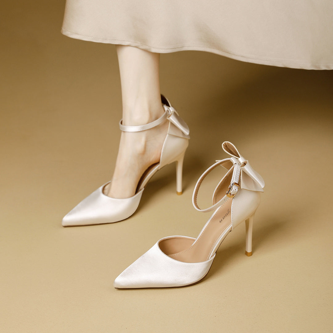 Damen schicke High Heels mit dekorativem Schleifenverschluss EB