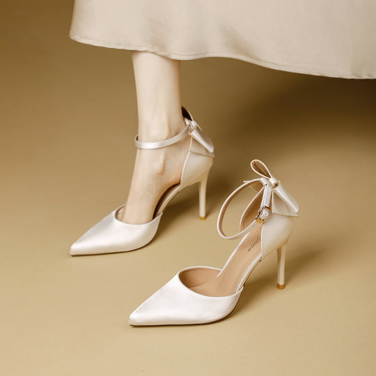 Damen schicke High Heels mit dekorativem Schleifenverschluss EB