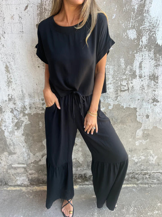 Damen Elegantes und luftiges Sommer-Set mit weitem Schnitt und Gummizug EB