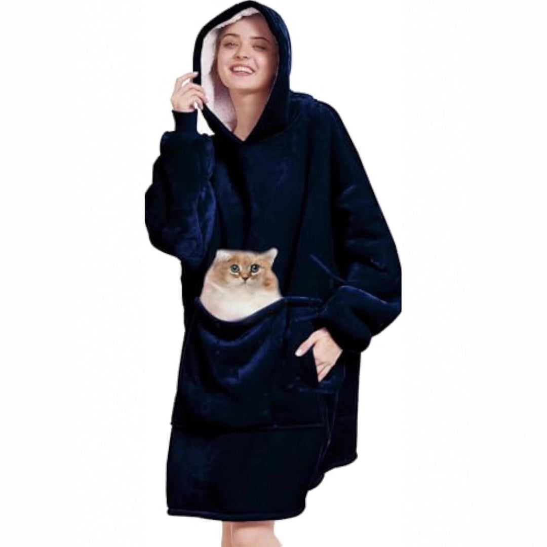 Damen Oversize Kapuzen-Kuscheldecke aus Mikrofaser mit Sherpa-Futter EB