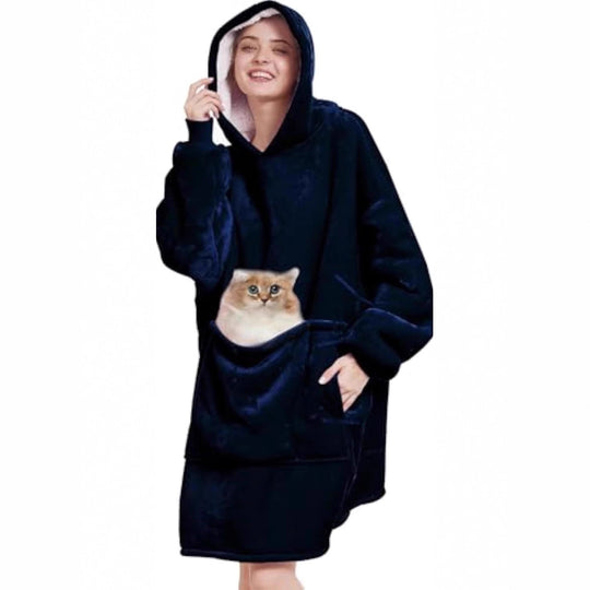 Damen Oversize Kapuzen-Kuscheldecke aus Mikrofaser mit Sherpa-Futter EB