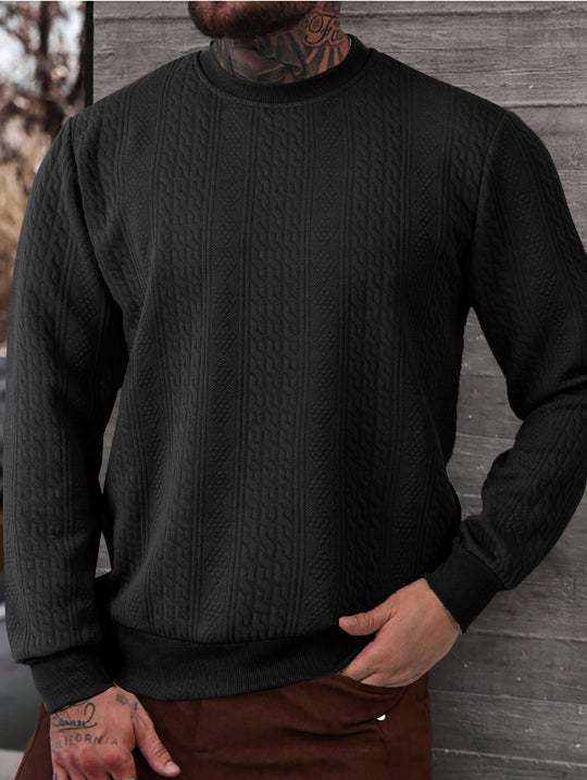 Herren nan texturiertes Rundhals-Sweatshirt mit feiner Waffelstruktur und gerippten Bündchen EB