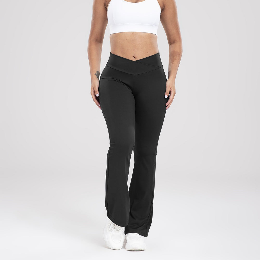 Damen Sportliche Flared Leggings mit hohem Bund und innovativen Nähten EB