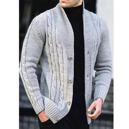 Herren Strickjacke mit Kabelmuster und Schalkragen EB