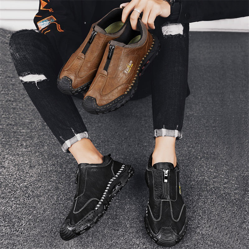 Damen Bequeme Slip-On Freizeitschuhe mit Reißverschluss EB