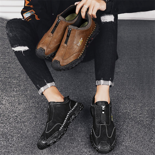 Damen Bequeme Slip-On Freizeitschuhe mit Reißverschluss EB