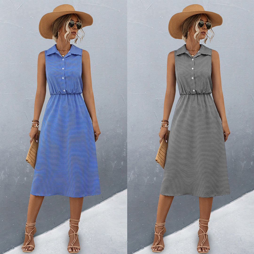 Damen Schickes Hemdblusenkleid mit tailliertem Gürtel und femininer Silhouette EB