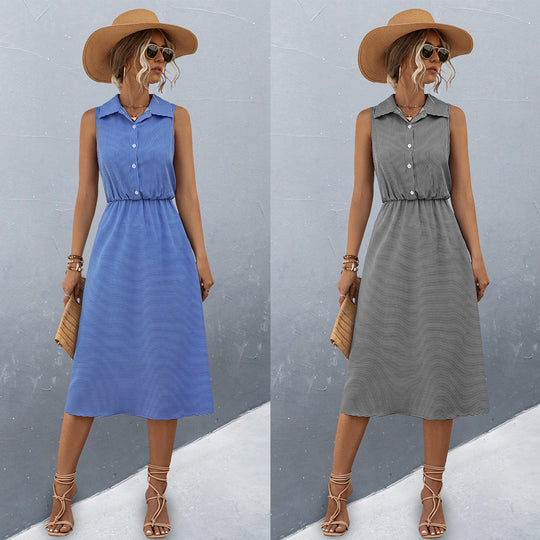 Damen Schickes Hemdblusenkleid mit tailliertem Gürtel und femininer Silhouette EB
