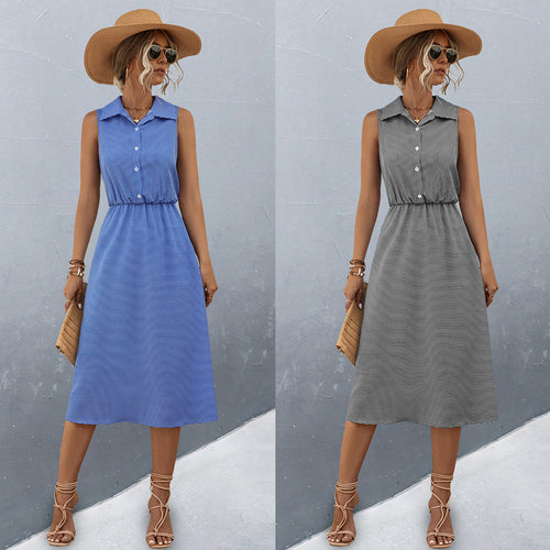 Damen Schickes Hemdblusenkleid mit tailliertem Gürtel und femininer Silhouette EB