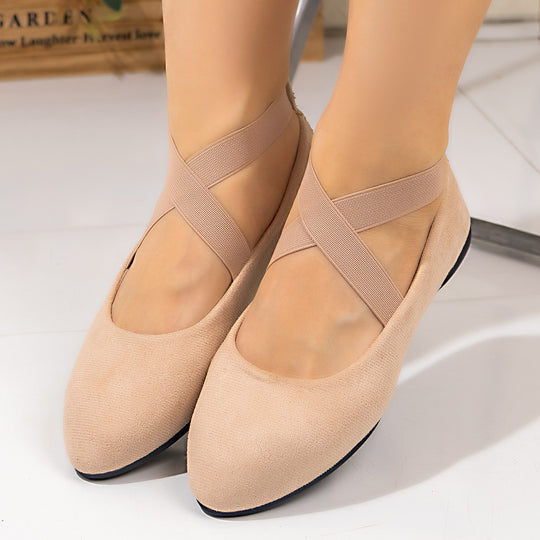 Damen Ballerinas mit elegantem Querriemen und komfortablem Fußbett EB