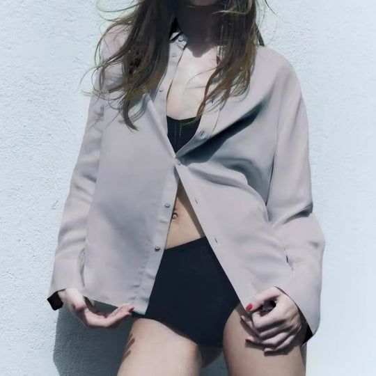 Damen Oversize Hemdbluse mit Knopfleiste und lässigem Schnitt EB