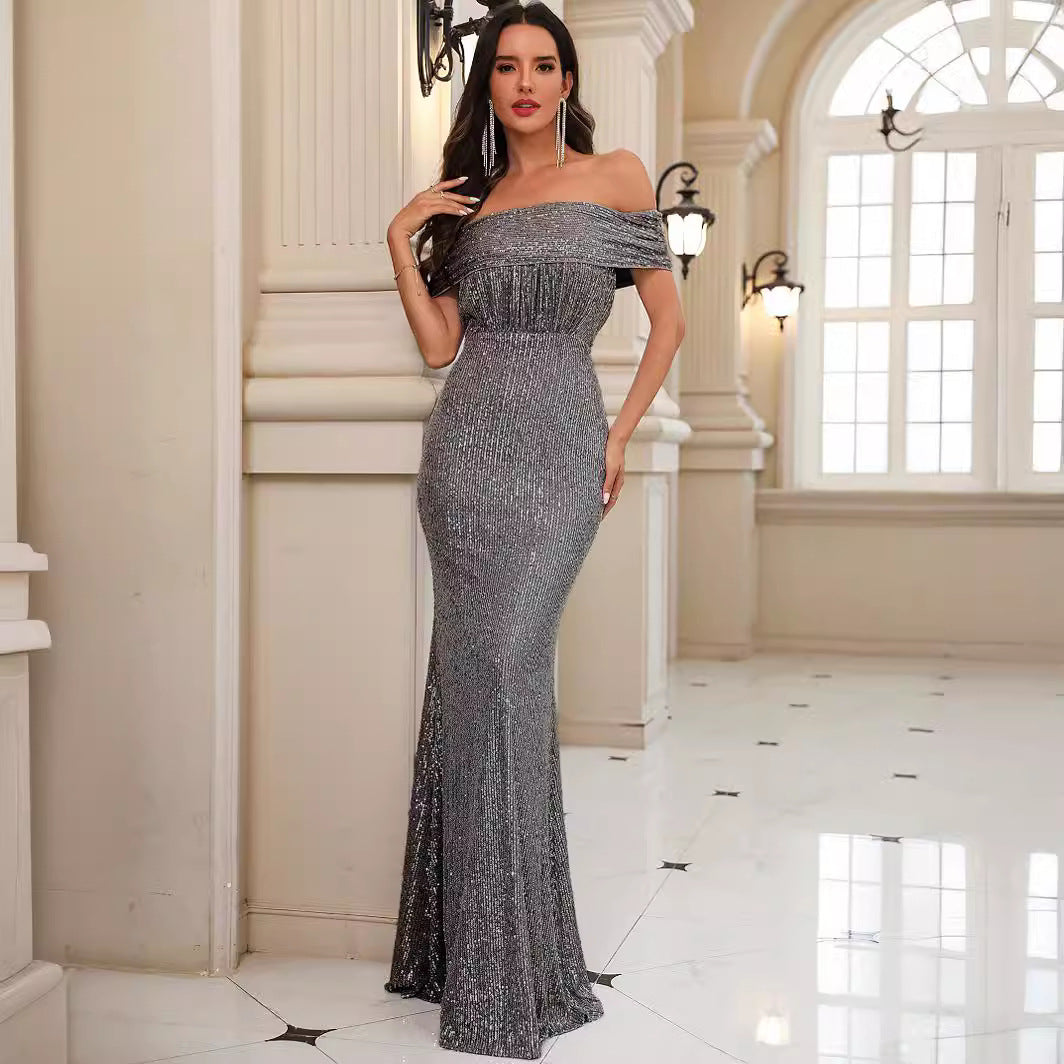 Damen Glamouröses Abendkleid mit schimmerndem Stretchmaterial EB