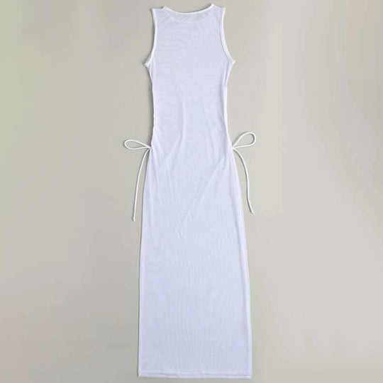 Damen Maxi-Sommerkleid mit seitlichen Bindebändern EB