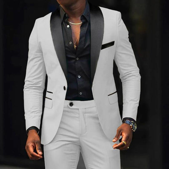 Herren nan schmal geschnittener Smokinganzug mit Satinrevers und Slim-Fit-Hose EB