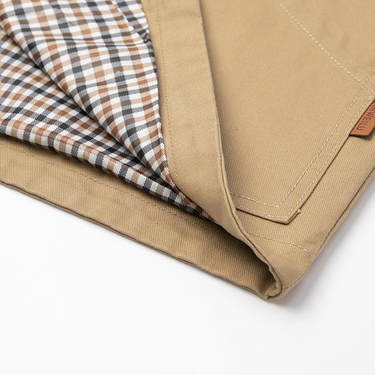 Herren Leichte Baumwoll‑Canvas Weste mit kariertem Innenfutter, V‑Ausschnitt und großen Fronttaschen EB