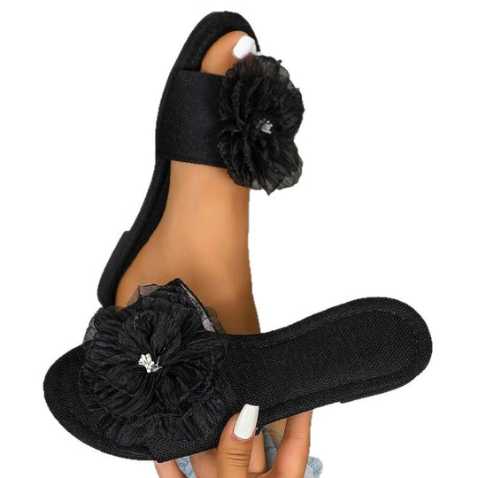 Damen Freizeit-Sandalen mit modischen Blumenapplikationen EB