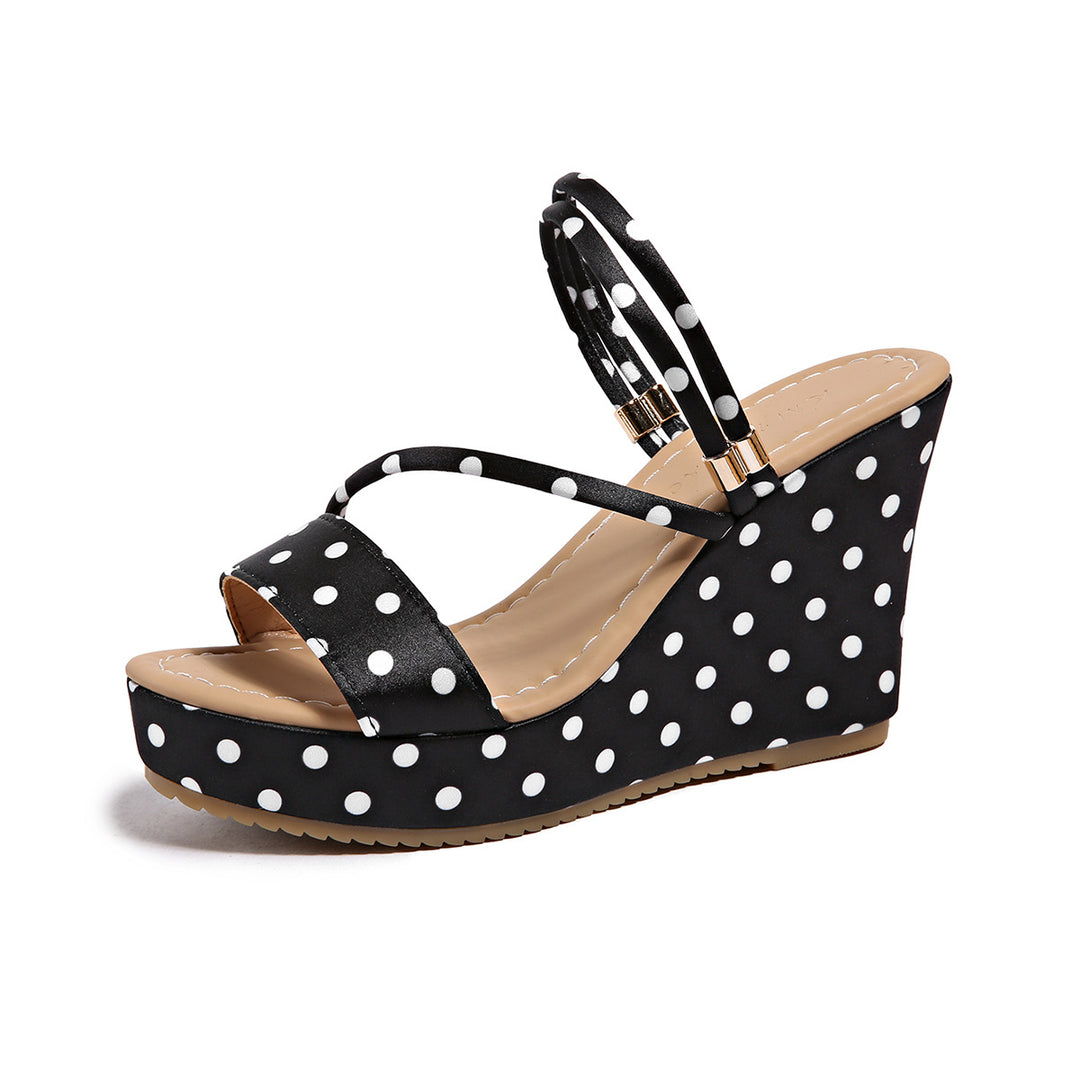Damen Wedge-Sandalen mit modischem Punktedesign EB