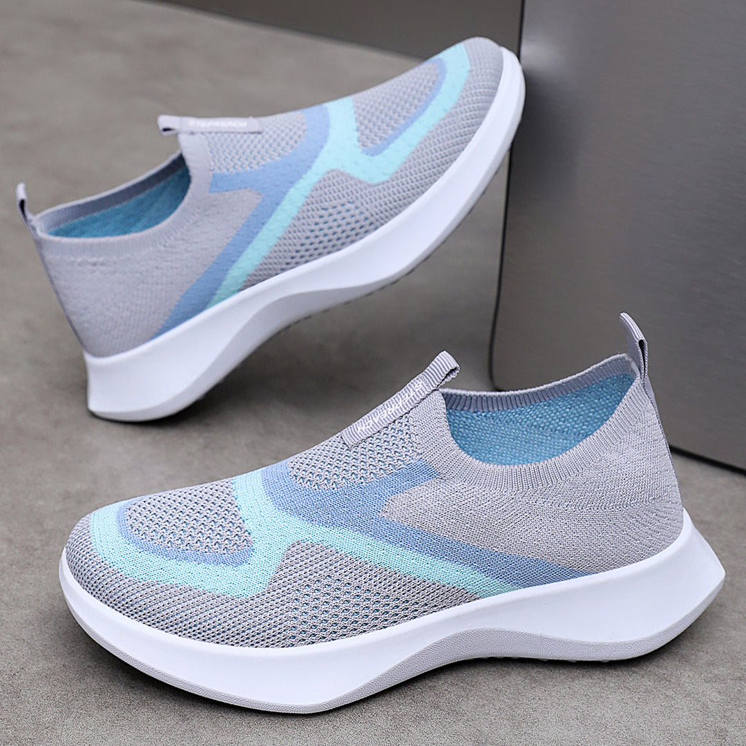 Damen Slip-On Sportschuhe mit atmungsaktivem Obermaterial und dämpfender Sohle EB