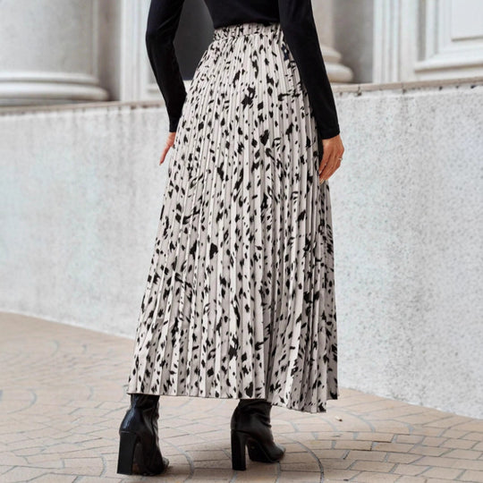 Damen Maxi-Faltenrock mit modischem Muster EB