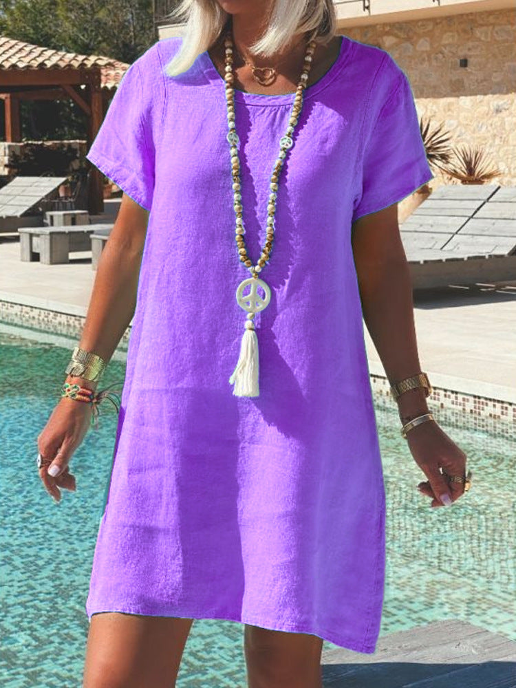 Damen Leichtes Strandkleid aus atmungsaktivem Leinen EB