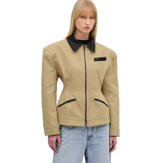 Damen modische Kurzjacke mit kontrastierendem Kragen EB