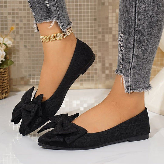 Damen Ballerinas mit großem Schleifendetail EB