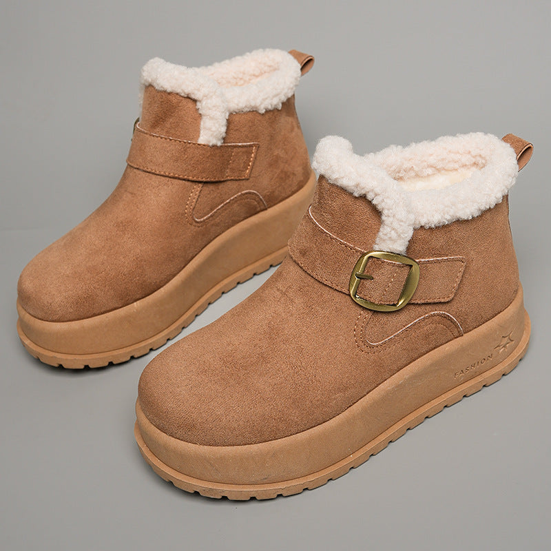 Damen Winterstiefel mit hochwertigem Fleece-Innenfutter und modischer Schnalle EB