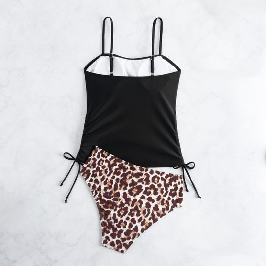 Damen Badeanzug mit modischem Raffungselement und lebhaftem Animal-Print EB