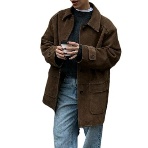 Damen Kunstlederjacke im modernen Design mit strukturiertem Schnitt und praktischen Taschen EB